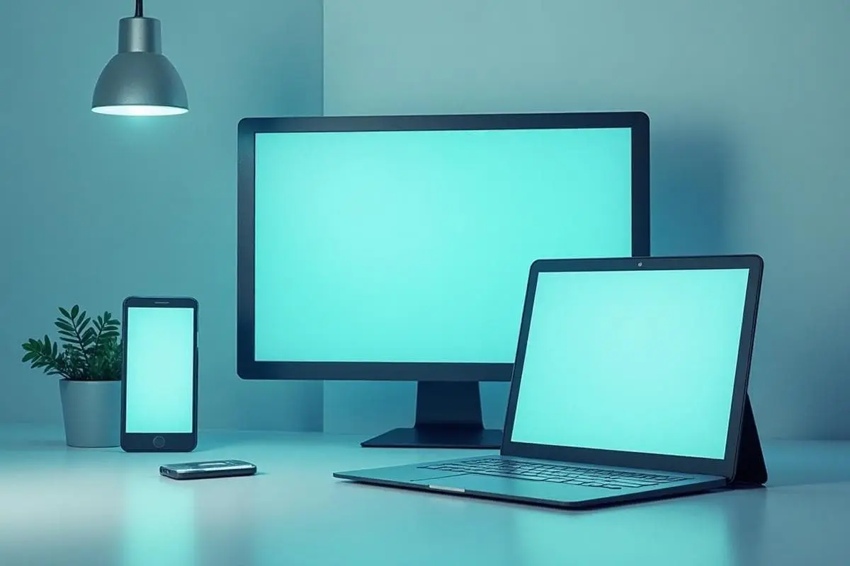 Professional web development showcasing multiple devices with modern website designs